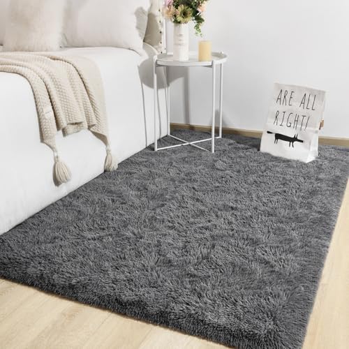 Super Soft Shaggy Rugs Fluffy Carpets (8' x 10' (Rectangular) / Coal Gray)