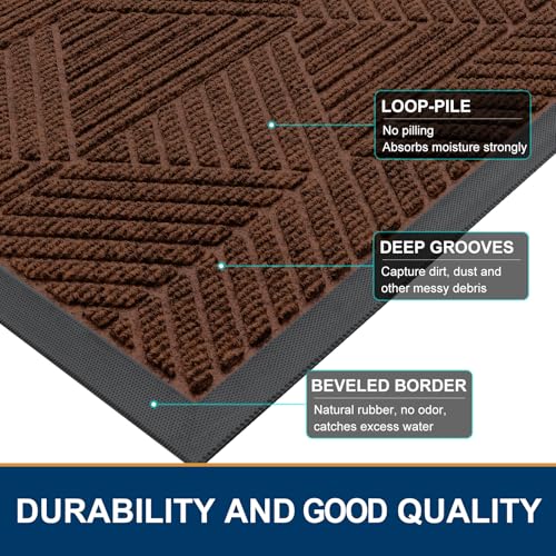 Front Door Mat Outside Entrance (Deep Coffee / 47" X 32")