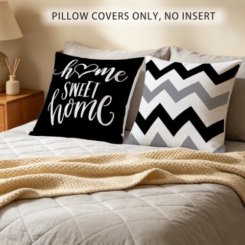 Throw Pillow Covers 18x18 (Black / 18" x 18" (Pack of 4))