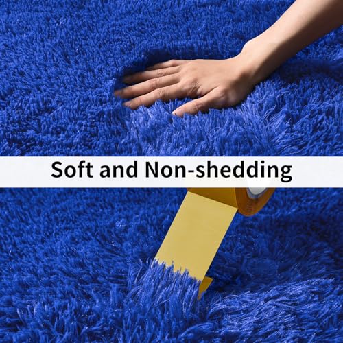 Soft Runner Rugs for Bedroom Hallways (2' x 6' (1 pc) / Royal Blue)