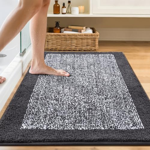 48x32 Bathroom Rugs Non Slip Washable (Dark Grey / 2'8" x 4' (Rectangular))