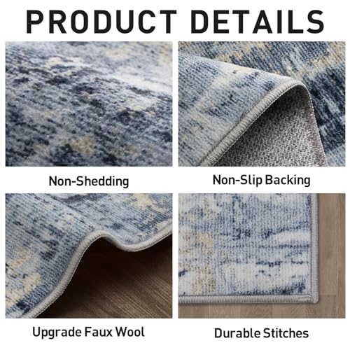 5x7 Area Rugs for Living Room (Blue/Gold / 5' x 7' (Rectangular))