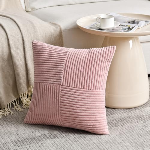 2 Packs Blush Pink Decorative Throw Pillow Covers 16x16 Inch for Living Room Couch Bed (Blush Pink / 16" x 16" (Pack of 2))