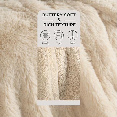 Faux Fur Fluffy Sherpa Throw Blanket Couch Twin Beige 60"x80" (06- Beige / Twin (60" X 80"))
