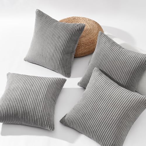Decorative Grey Throw Pillow Covers Cushion Cases (Lightgrey / 16" x 16" (Pack of 4))