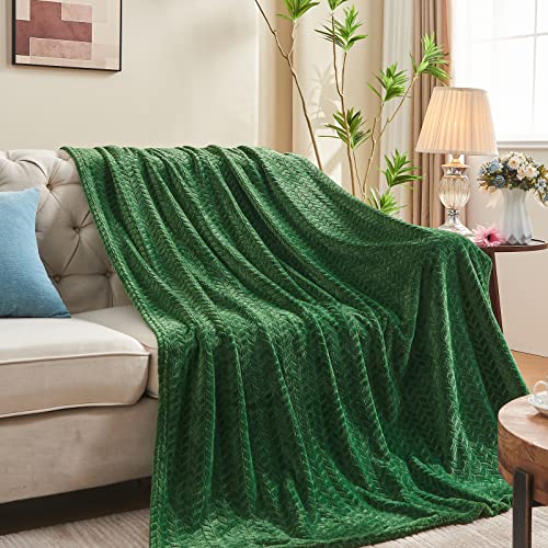 Fleece Twin Blanket for Bed Green Throw Blanket for Couch Super Soft Cozy Warm Blankets and Throws Lightweight Fuzzy Large Blanket for Sofa Bed Office (A-green / Twin/Twin XL-60x90 IN)