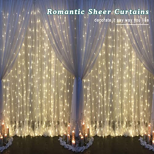 Extra Long White Sheer Curtains 144 inch 2 Panels Set (White / 42"W x 144"L (Pack of 2))