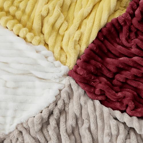 Soft Full Size Fleece Blankets for Bed Deep Red 84"x90" (Deep Red / Full)