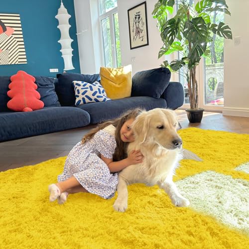 8x10 Machine Washable Large Area Rugs for Living Room (8x10 Ft / Yellow)