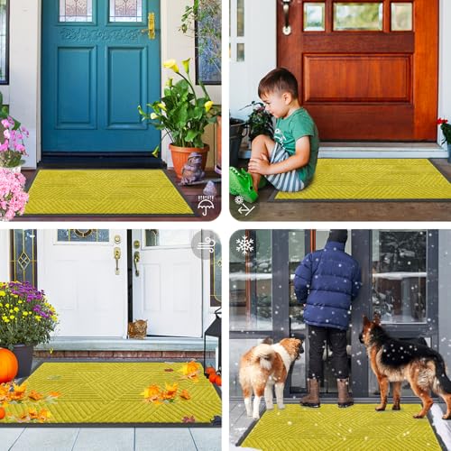 Front Door Mat Outside Entrance (Must- Yellow / 29.5" X 17")