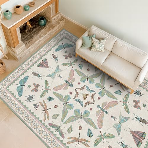Green and Blue Nursery Rug 5x8 (5' x 8' (Rectangular) / Beige Green)