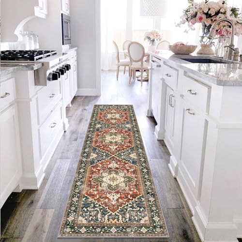 Washable Runner Rug (2' x 8' / Brick Red)
