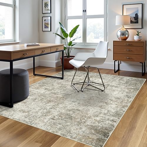 4x6 Area Rugs for Living Room Washable Bedroom Dining Room Beige Brown (Beige/Brown / 4' x 6' (Rectangular))