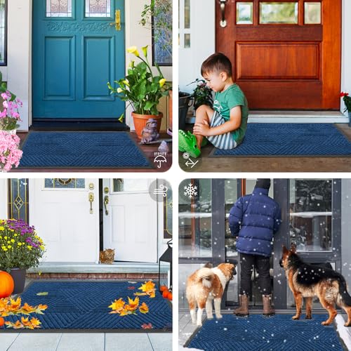 Front Door Mat Outside Entrance (Medium Blue / 29.5" X 17")