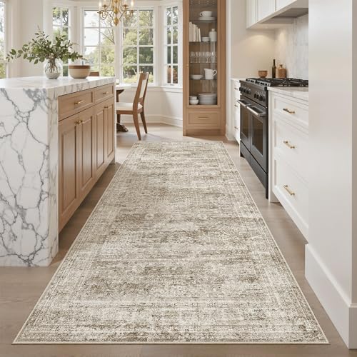 Washable 4x8 Hallway Runner Rug Non (Brown / 4' x 8' (Runner))