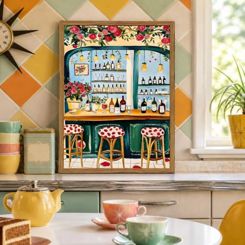 Framed Trendy French Bar Wall Art (Vibrant Bar / 24"L x 16"W)