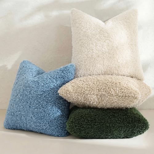 Sherpa Decorative Throw Pillow Covers 20x20 Set of 2 Olive Green (Olive Green / 20" x 20" (Pack of 2))