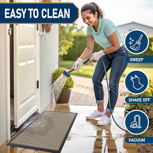 Front Door Mat Outside Entrance (Beige / 59" X 23")