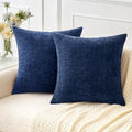 Soft Chenille Throw Pillow Covers Navy Blue 20x20 Inch Pack of 2 (20" x 20" (Pack of 2) / Navy Blue)