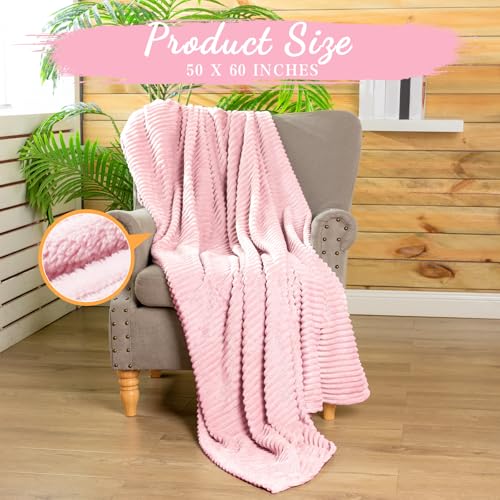 12 Pcs Flannel Blankets Bulk (Light Pink)