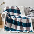 Sherpa Blanket Twin Plaid Thick Bed Blanket (Teal Check / 60"*80")