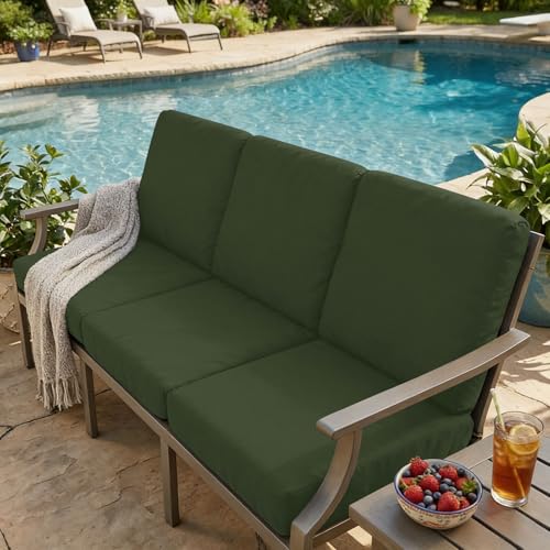 Milk Silk Couch Cushion Covers (Bronze Green / Seat Cover 2 Pack)