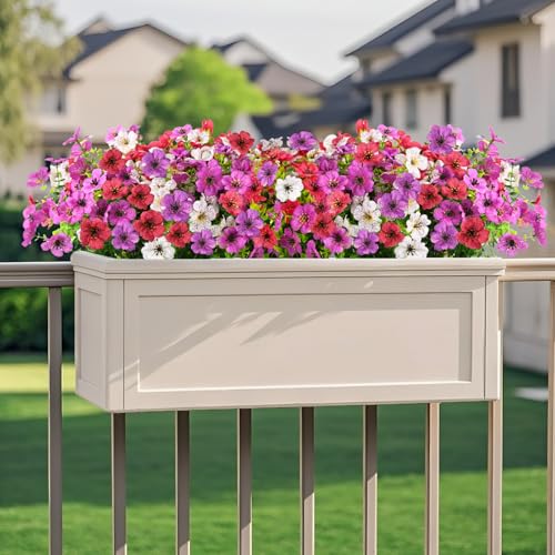 Artificial Flowers for Outdoor Faux Plants Fake Flowers Spring Decor (Purple White Rose Red / 12 PCS)