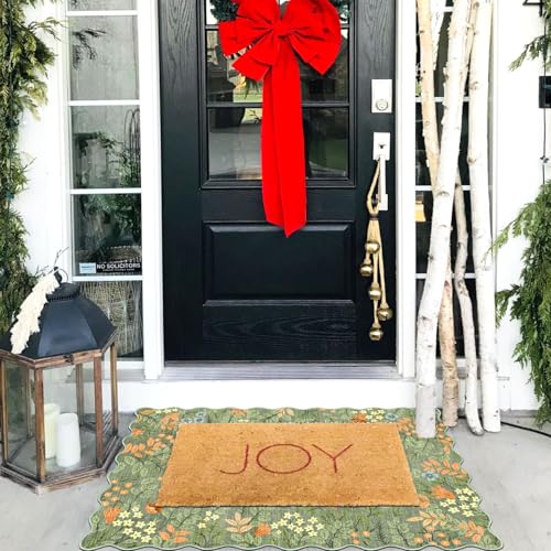Front Door Mat Indoor Outside Entrance (Floral - Green / 2' x 3' (Rectangular))