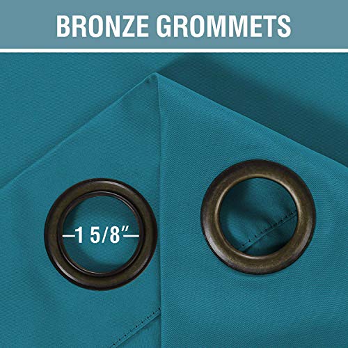 Blackout Curtains Drapes 63 Inch Length for Bedroom (52"W x 63"L (Pack of 1) / Turquoise Blue)