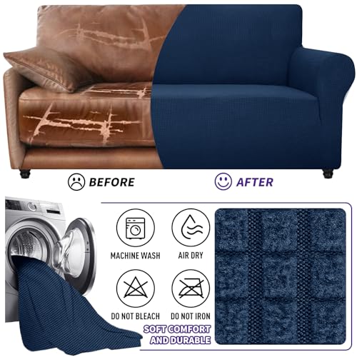 Super Stretch Couch Cover (Navy Blue / Large (72"-92"))