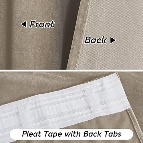 Camel Beige Velvet Curtains 84 inches for Bedroom Living Room (Camel Beige / 52"W x 84"L (Pack of 2))