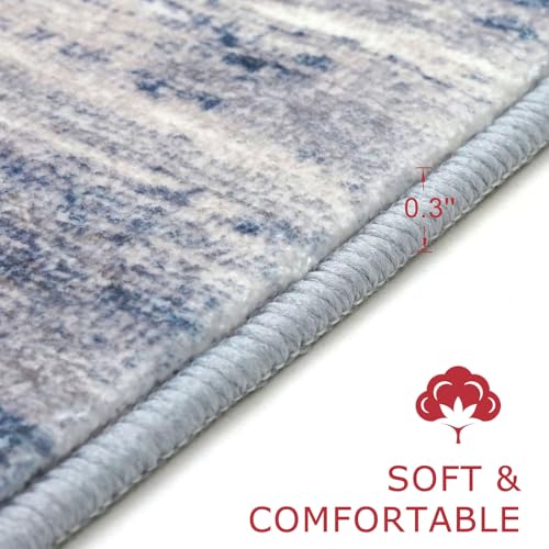 Modern Abstract Round Washable Rug 5Ft (Blue-grey / 5' (Round))