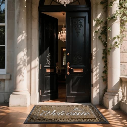 Welcome Mat Heavy Duty Sturdy Door Mats for Home Entrance Outdoor Indoor (Brown / 60x36 Inch)