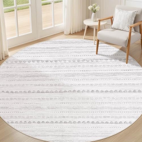 Round Rug Boho Area Rugs (Boho Grey / 8' X 8' (Round))