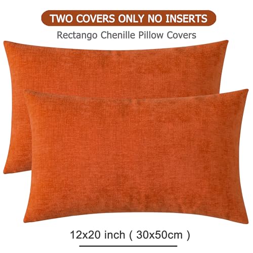 Lumbar Pillow Decorative Rectangle Throw Pillow Covers 12"x20" Inch Set of 2 (Orange / 20" x 12" (Pack of 2))