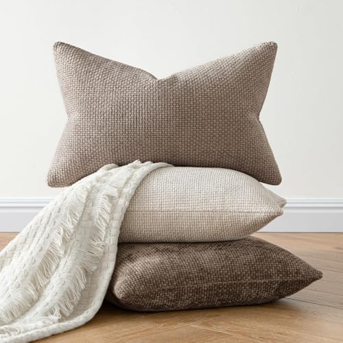Dercorative Lumbar Throw Pillow Covers 12x20 Inch Light Khaki 2 Pack (20" x 12" (Pack of 2) / Light Khaki)