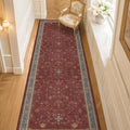 Dark Red 2'6''x10' Wide Hallway Runner Rug (2'6" x 10' (Runner) / Burgundy)