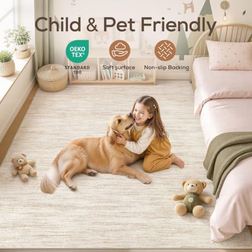 Boho 5x8 Area Rug Living Room Rugs Machine Washable Beige (A-beige / 5' x 8' (Rectangular))