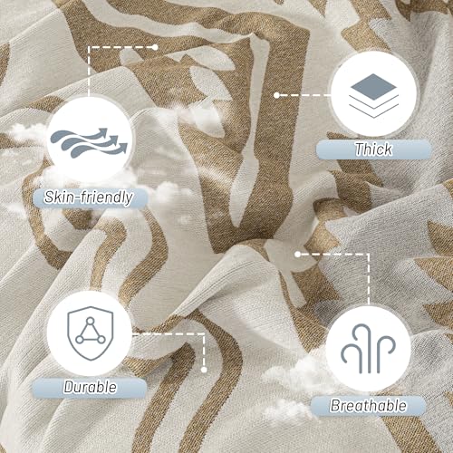 Sectional Couch Cover Khaki Boho Geometric Sofa Covers for Sectional Sofa L Shape Chenille Couch Protector for Dogs Pets Couch Throw Cover Washable Durable for Home Decor (71" x 118" / 2# Bohemia Khaki)