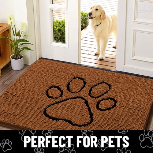 Dog Door Mat for Muddy Paws (36"X24" / Ochre and Black)