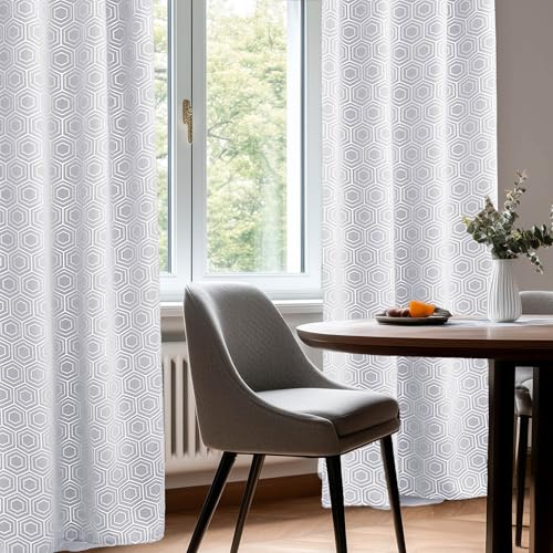 Room Darkening Curtains (Star White/Hexagon / 52"W x 72"L (Pack of 2))