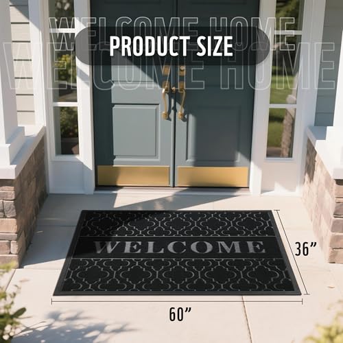 Welcome Mat Outdoor Indoor (60x36 Inch / Black)