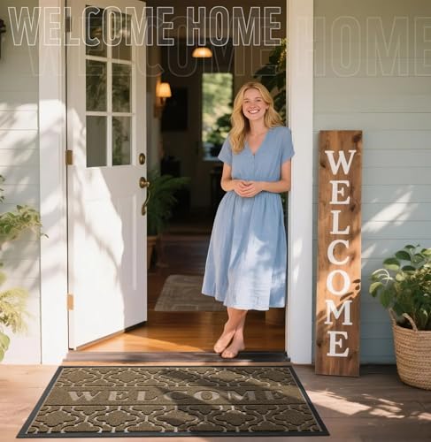 Welcome Mat Outdoor Indoor (47x32 Inch / Coffee)