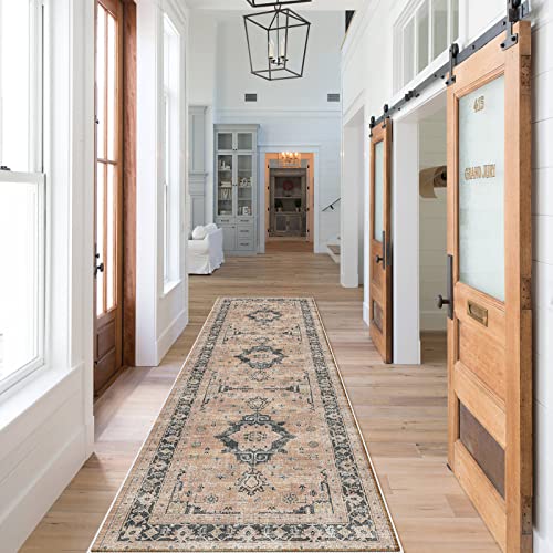 Hallway Washable Runner Rug (2' x 7' (Rectangular) / Orange)