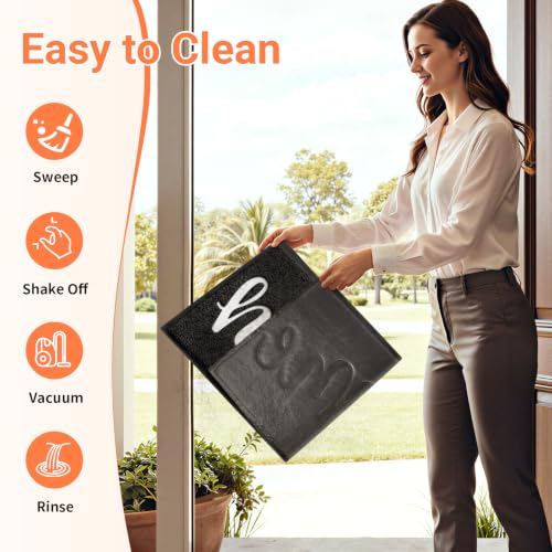 Door Mat Indoor Outdoor Welcome Mat for Entrance (Black / 2' x 2'11" (Rectangular))