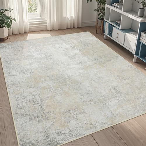 5x7 Area Rugs for Living Room Washable Bedroom Dining Room Beige Grey (Beige/Grey / 5' x 7' (Rectangular))