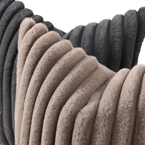 Fall Faux Fur Throw Pillow Covers 12x20 Set of 2 Dark Grey (Dark Grey / 20" x 12" (Pack of 2))