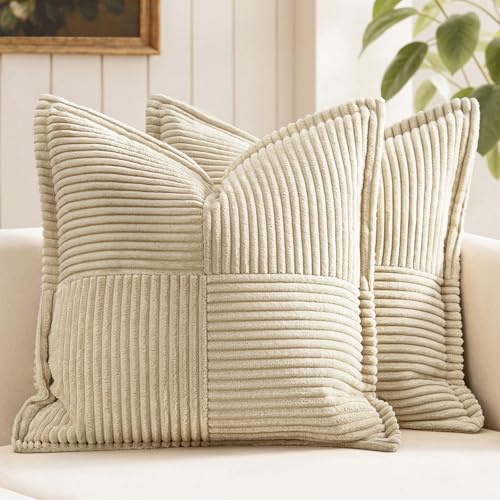 Decorative Throw Pillow Covers for Couch 20x20 Inch Cream 2 Pack (Cream / 20" x 20" (Pack of 2))