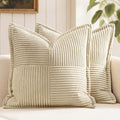 Decorative Throw Pillow Covers for Couch 20x20 Inch Cream 2 Pack (Cream / 20" x 20" (Pack of 2))