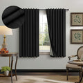 54 Inch Blackout Curtains Length 2 Panels Set Back Tab Pocket Room Darkening Insulating Thermal Short Sunblock Solar Soundproof Black Dark Out Curtains for Bedroom Nursery Man Cave 52x54 Long (Black / 52"W x 54"L (Pack of 2))